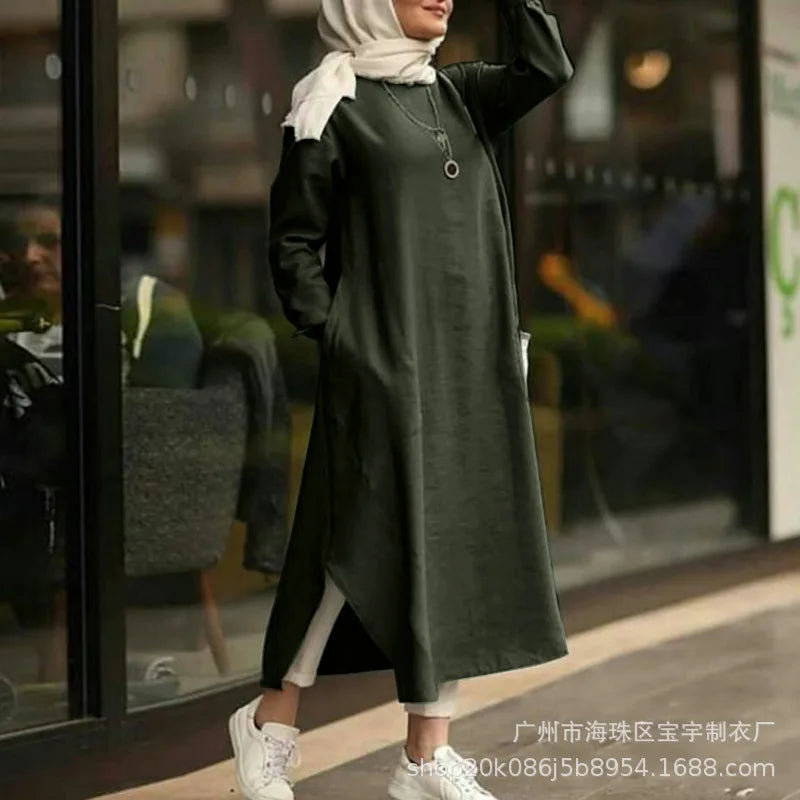 Retro Abaya Midi Dress