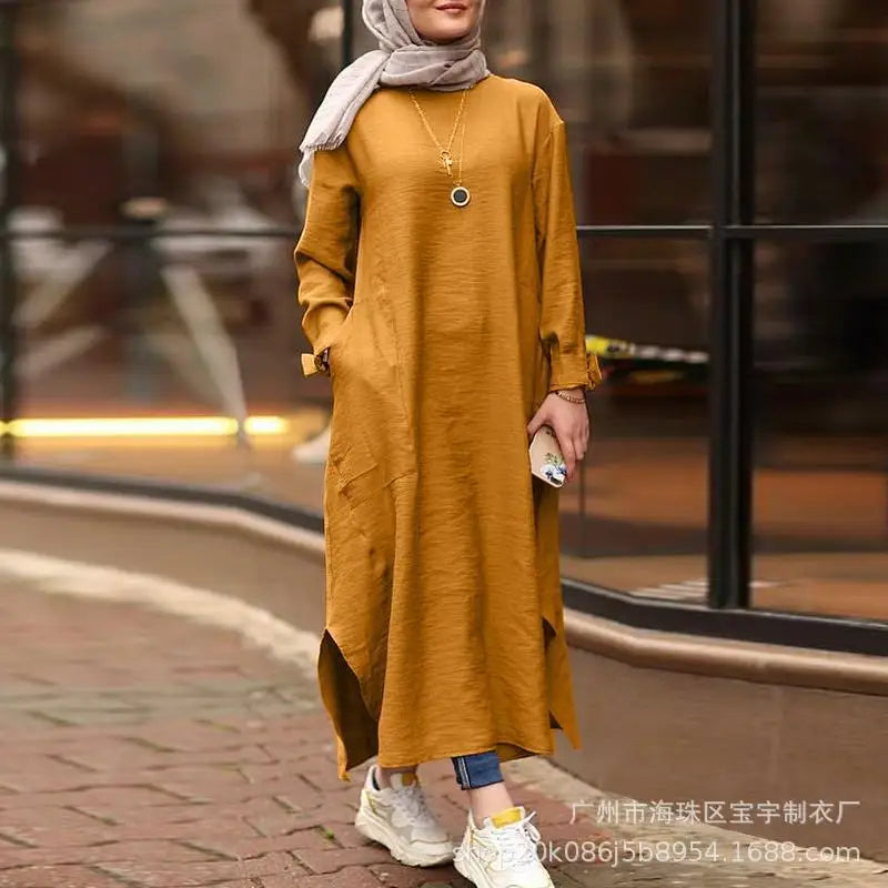 Retro Abaya Midi Dress