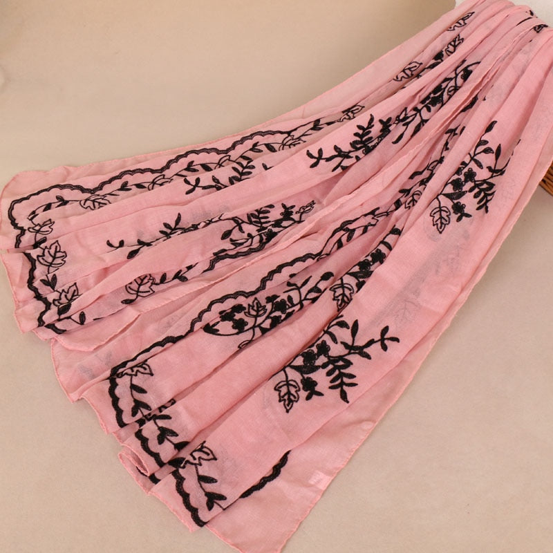 Embroidered Floral Scarf