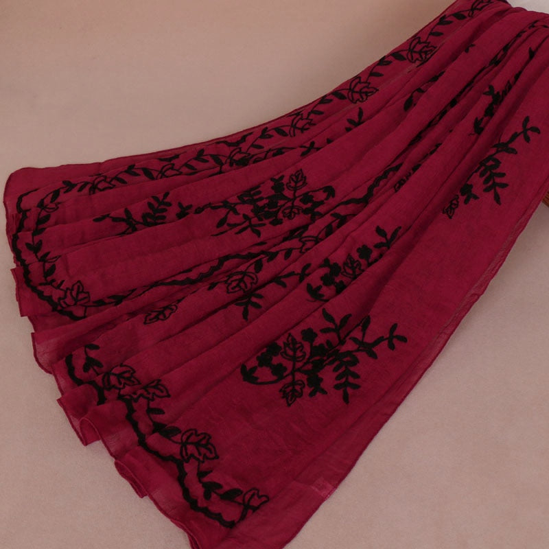 Embroidered Floral Scarf