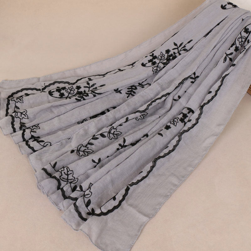 Embroidered Floral Scarf