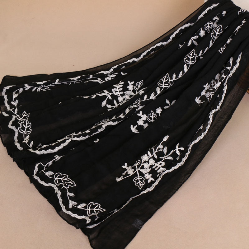 Embroidered Floral Scarf