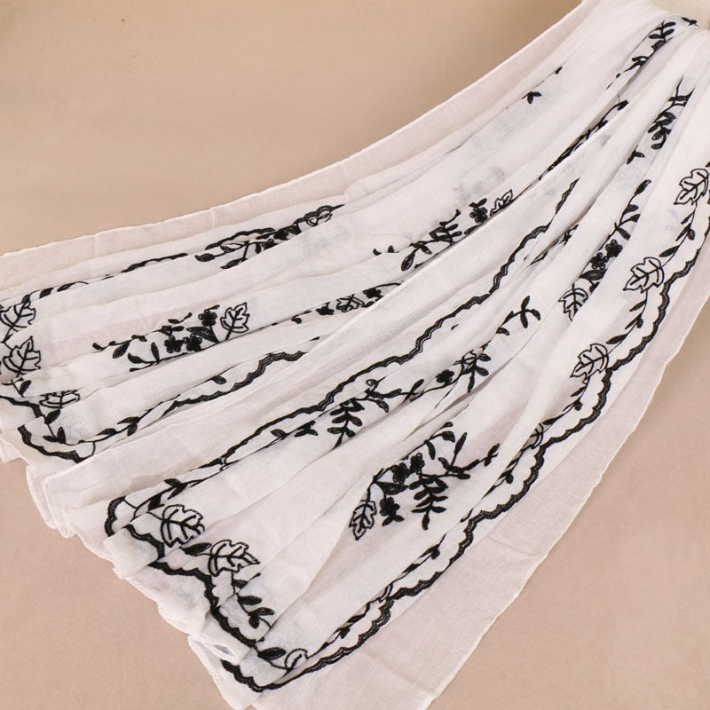 Embroidered Floral Scarf