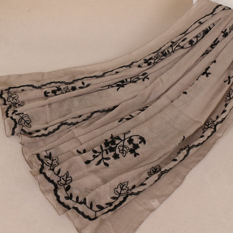 Embroidered Floral Scarf