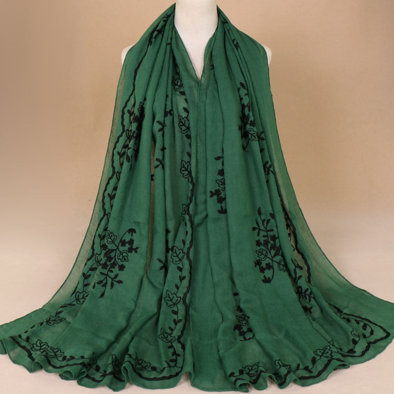 Embroidered Floral Scarf
