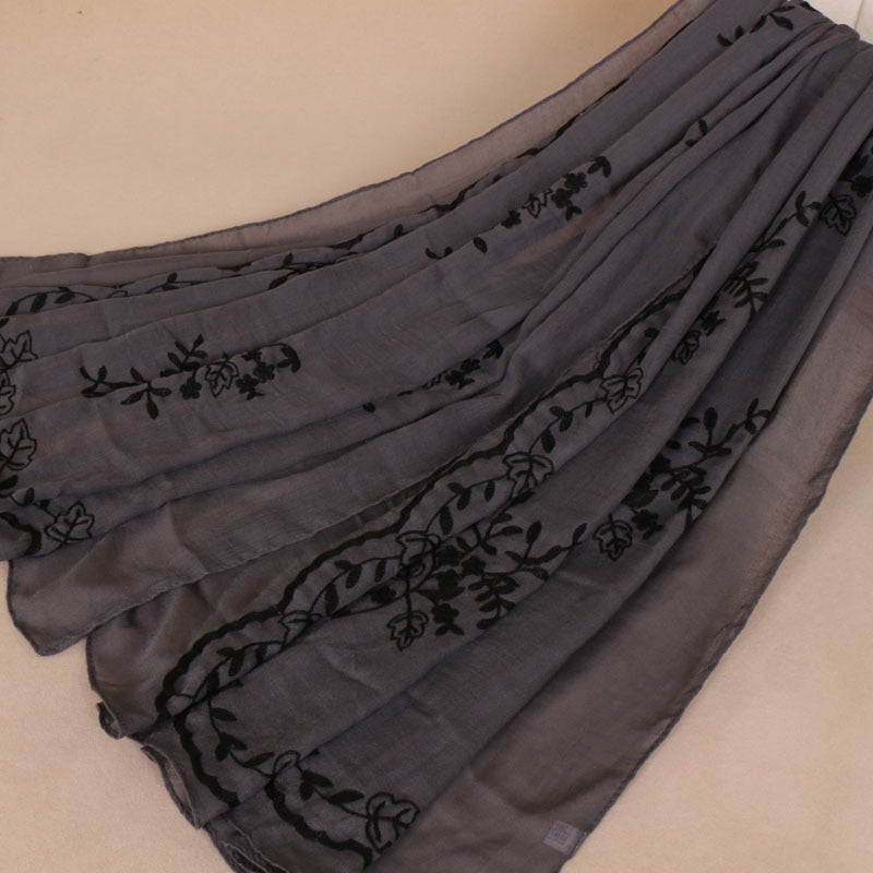 Embroidered Floral Scarf