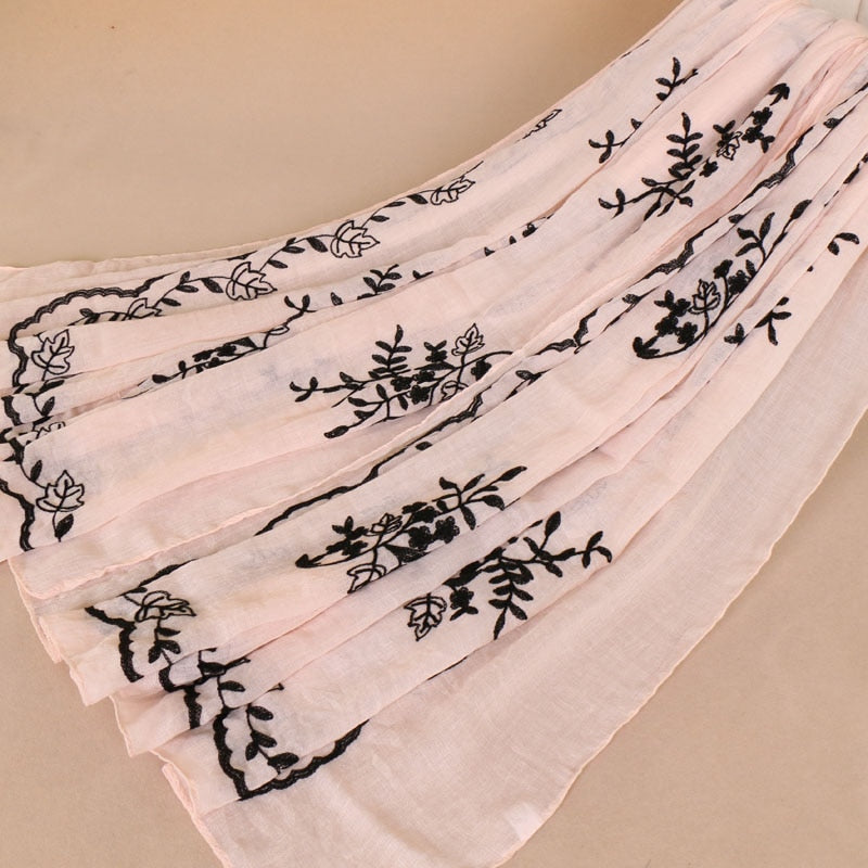 Embroidered Floral Scarf