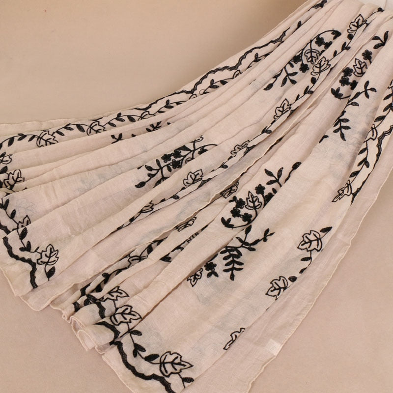 Embroidered Floral Scarf