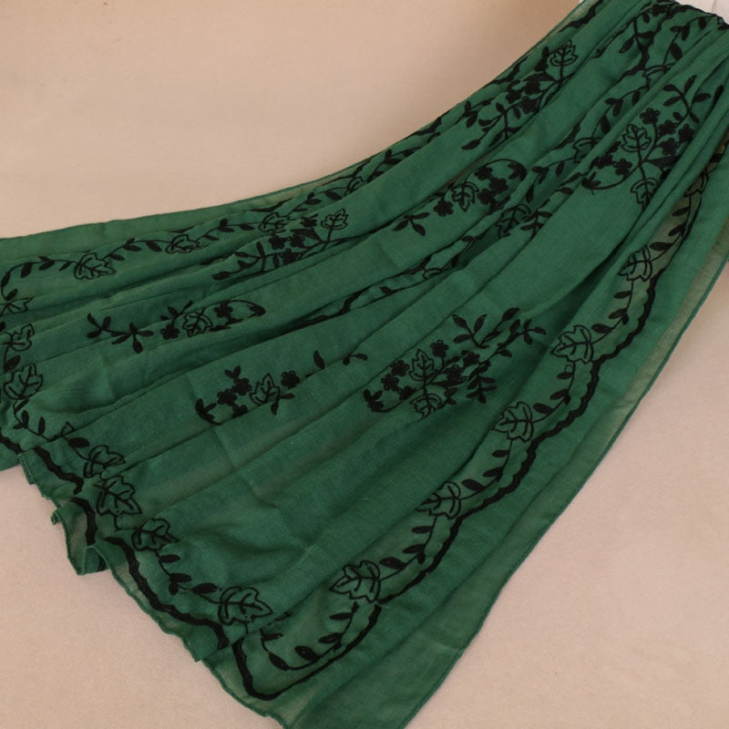 Embroidered Floral Scarf