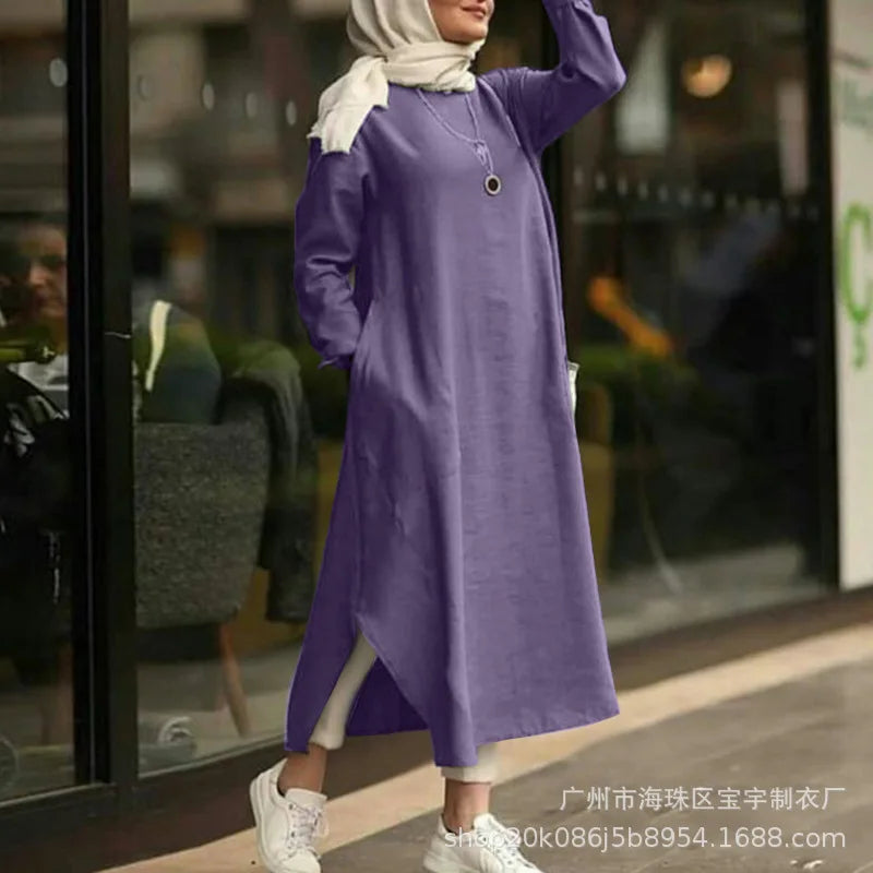 Retro Abaya Midi Dress