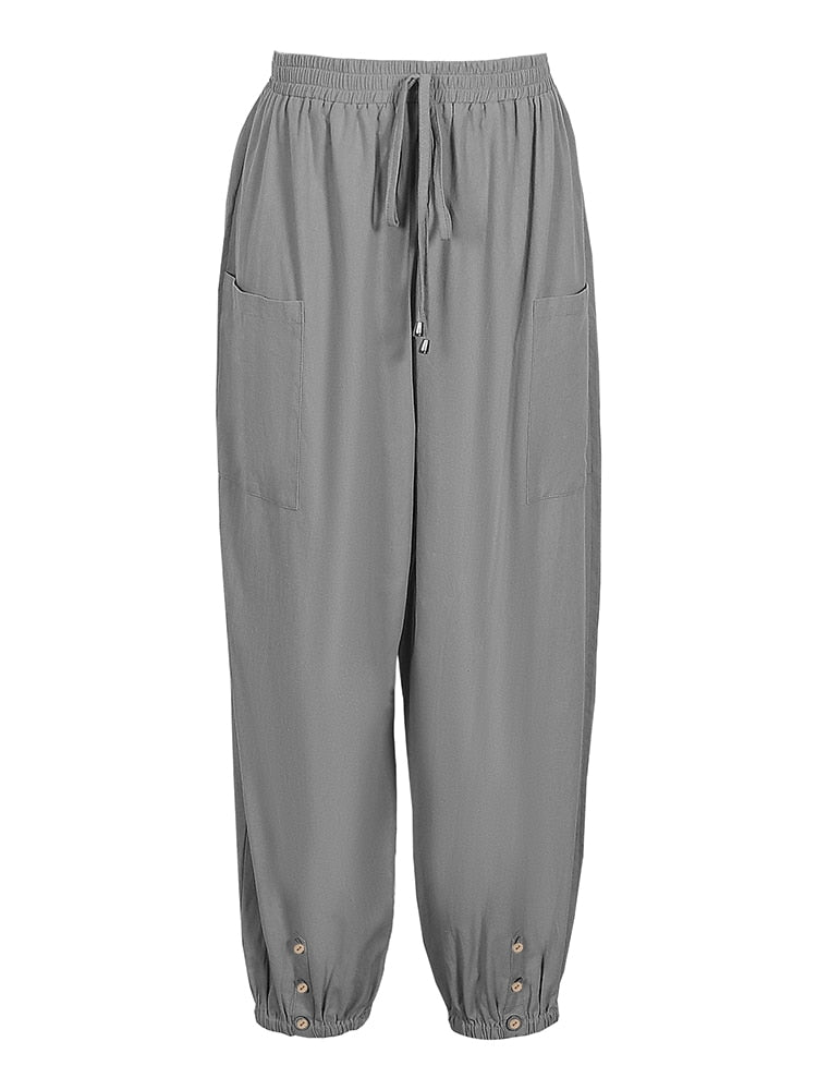 Buttoned Linen Trousers