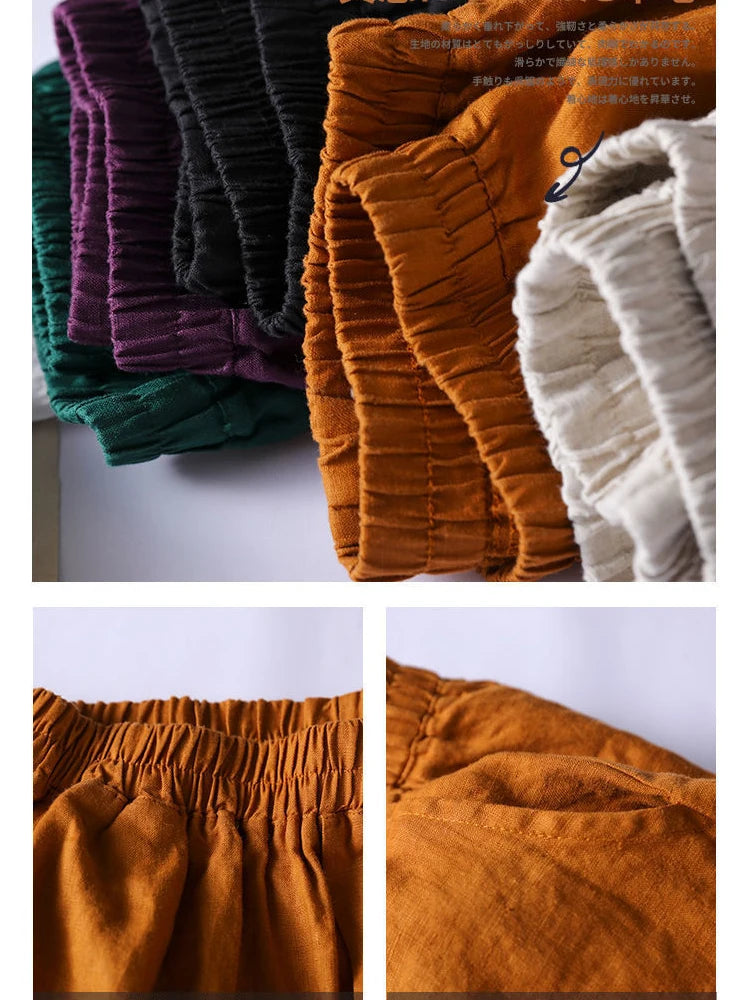 Cotton Linen Wide Leg Pants