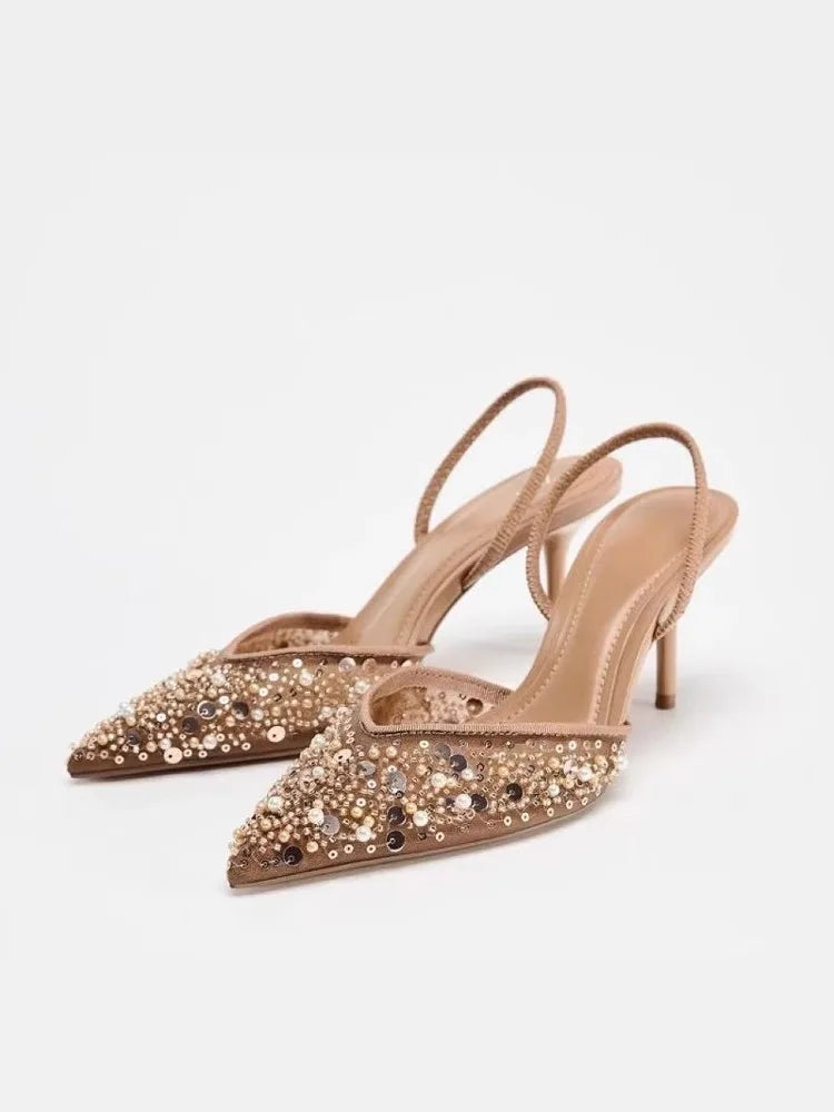 Élise Pearl Mesh Mules