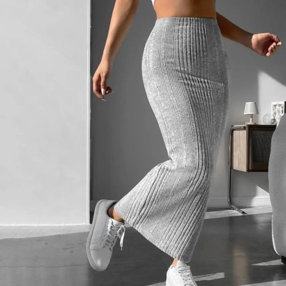 Slim-fit High Waist Knitted Maxi Skirt