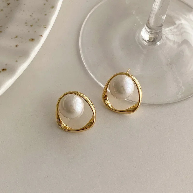 Pearl Round Stud Earrings