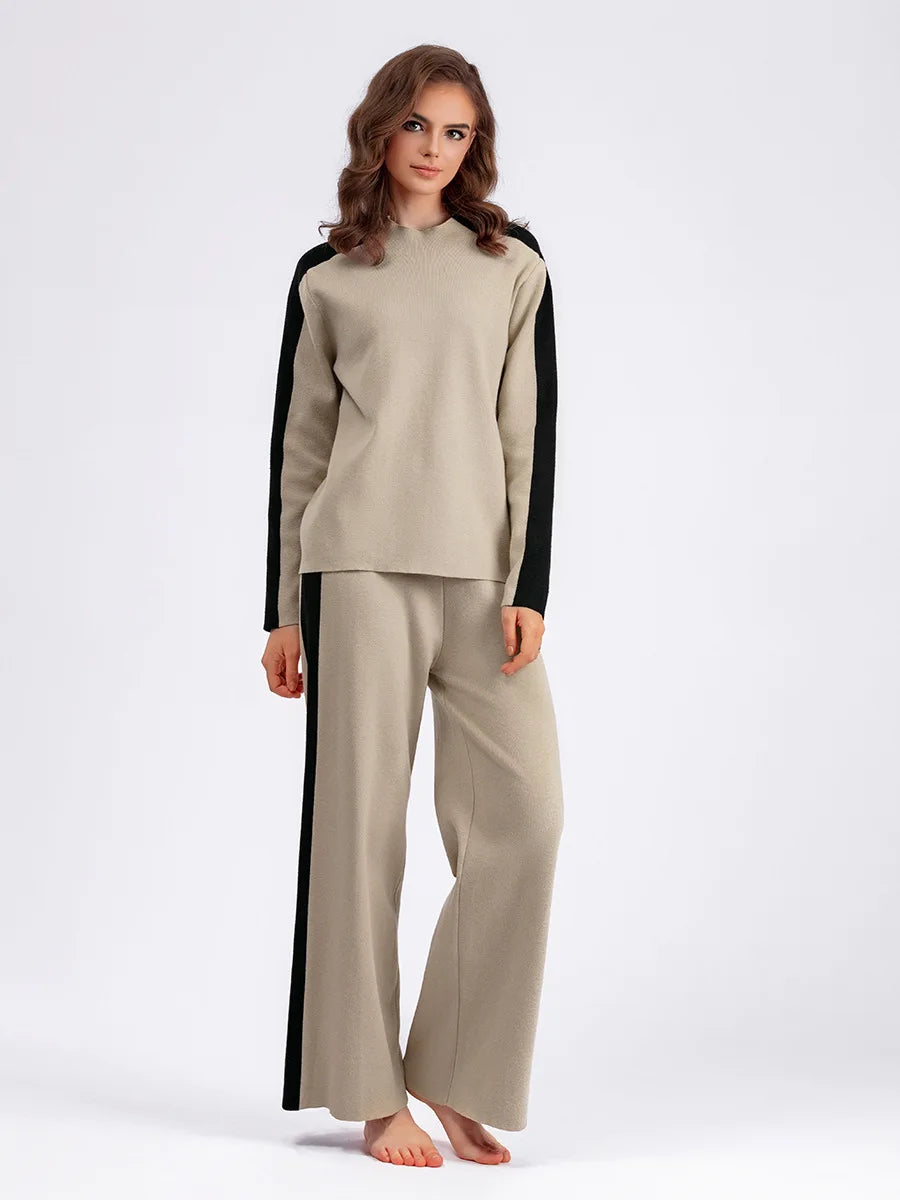Long Sleeve Knitted Suit Two Piece Set