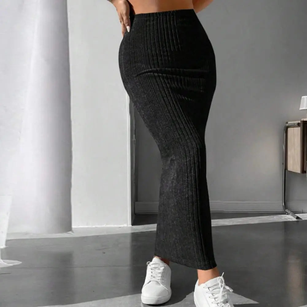 Slim-fit High Waist Knitted Maxi Skirt