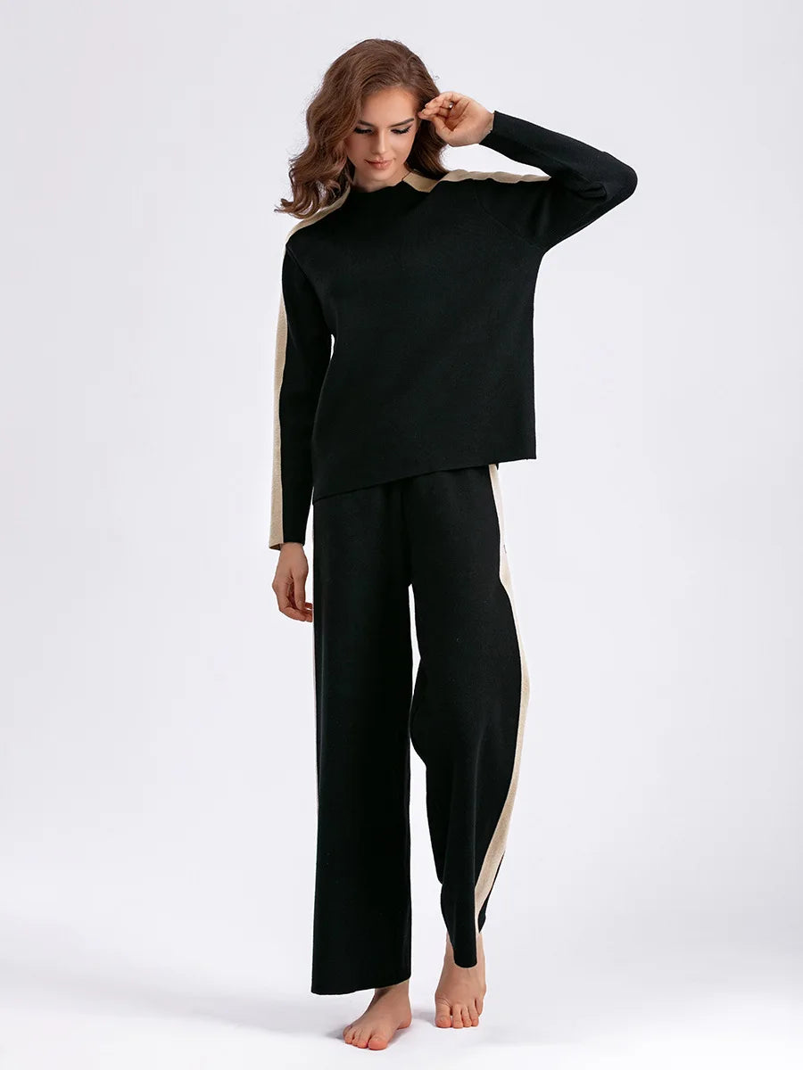 Long Sleeve Knitted Suit Two Piece Set