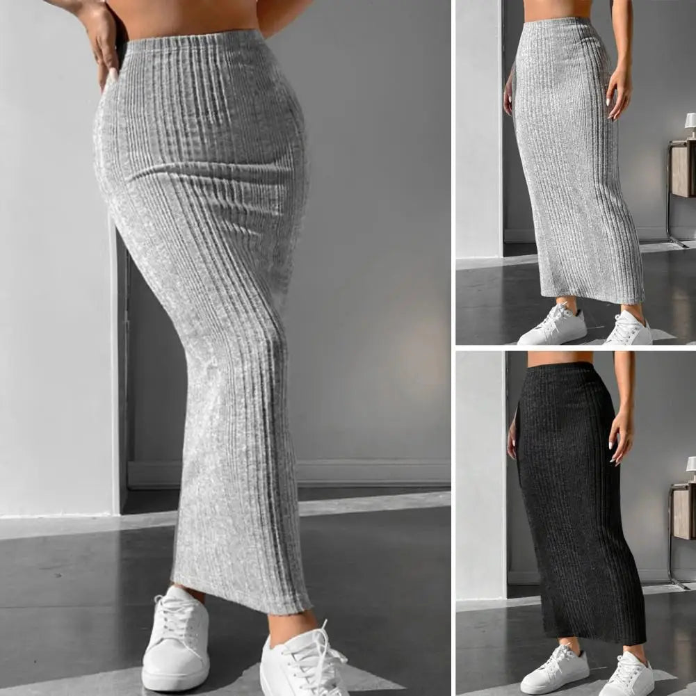 Slim-fit High Waist Knitted Maxi Skirt