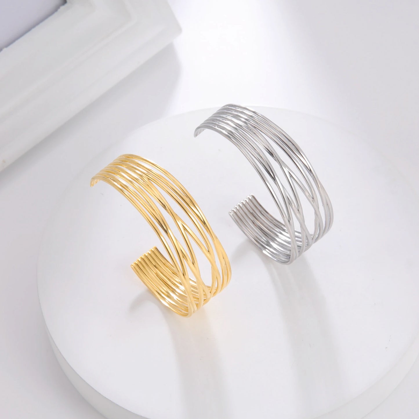 Geometric Double Twist Bangle