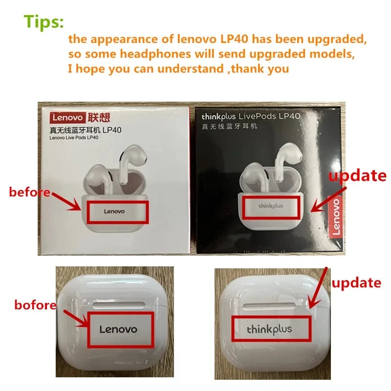 Original Lenovo lp40 Bluetooth Earbuds 5.0
