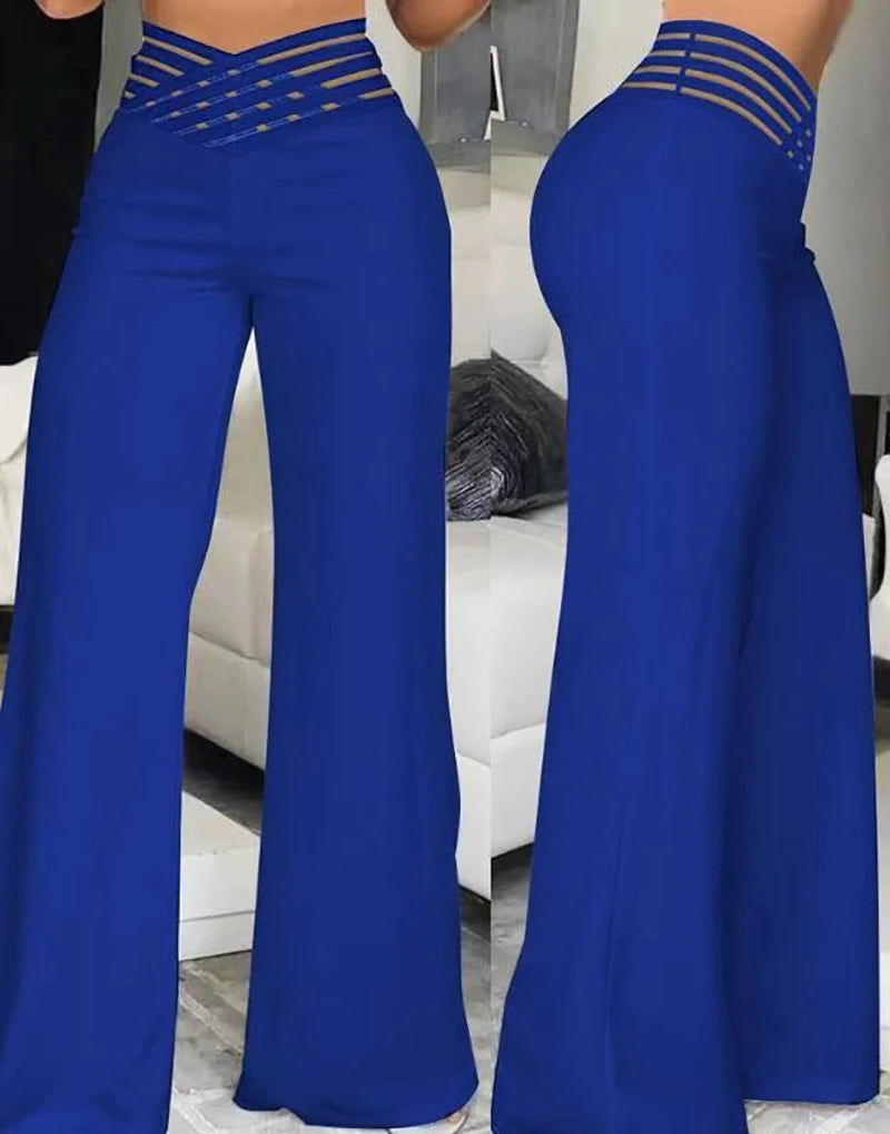 Crisscross High Waist Wide Leg Trousers