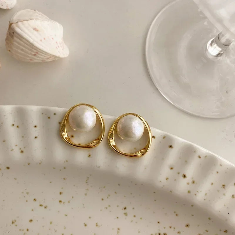 Pearl Round Stud Earrings