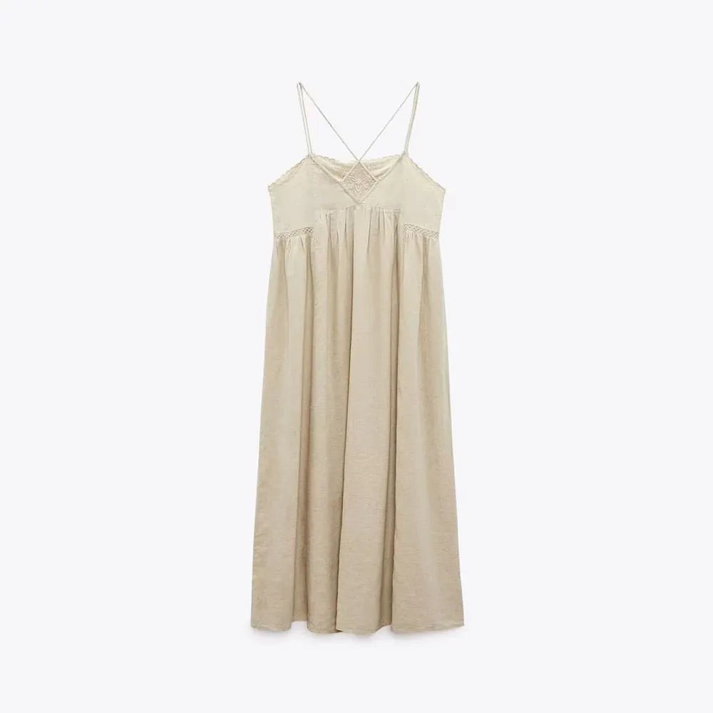 Embroidered Strap Summer Dress