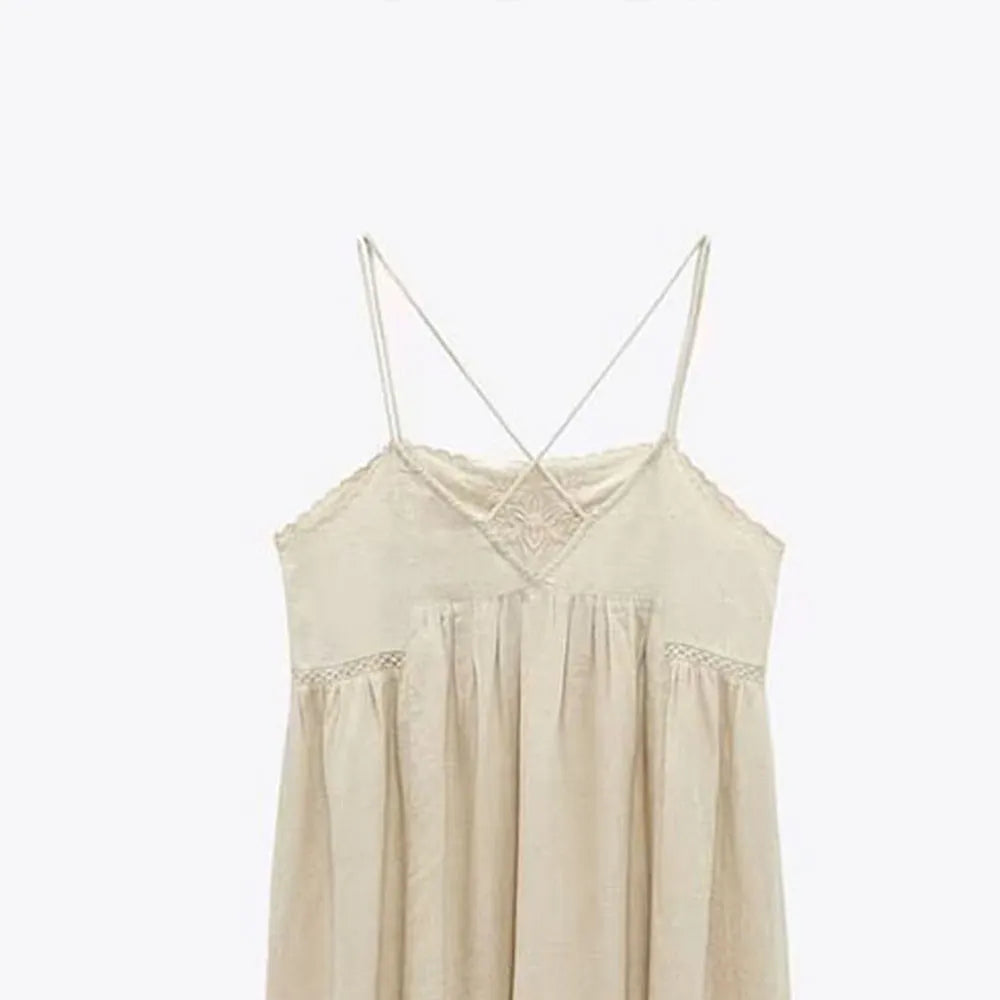 Embroidered Strap Summer Dress