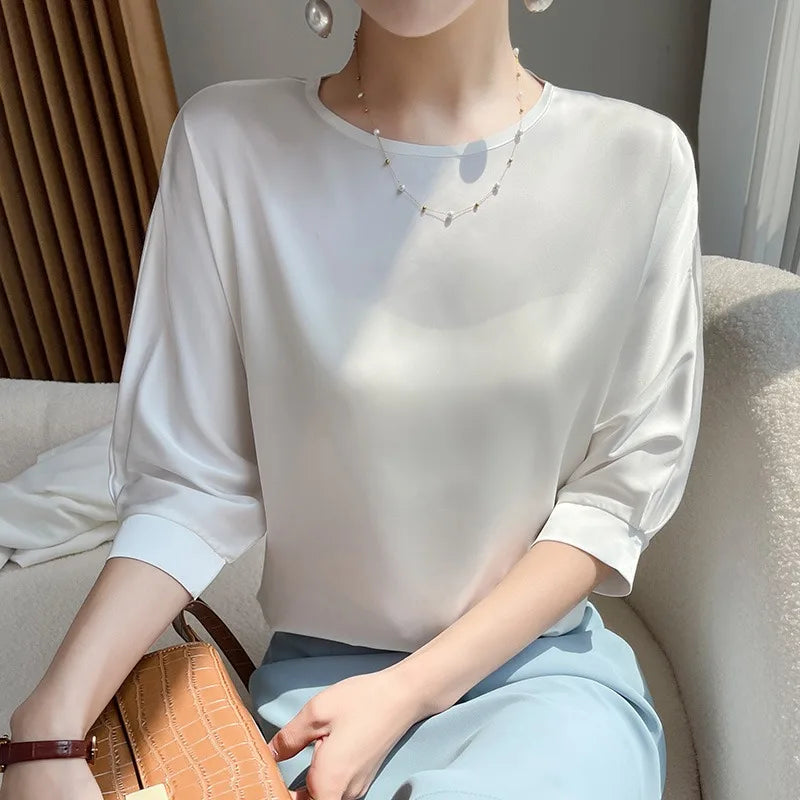 Silk O-Neck Blouse