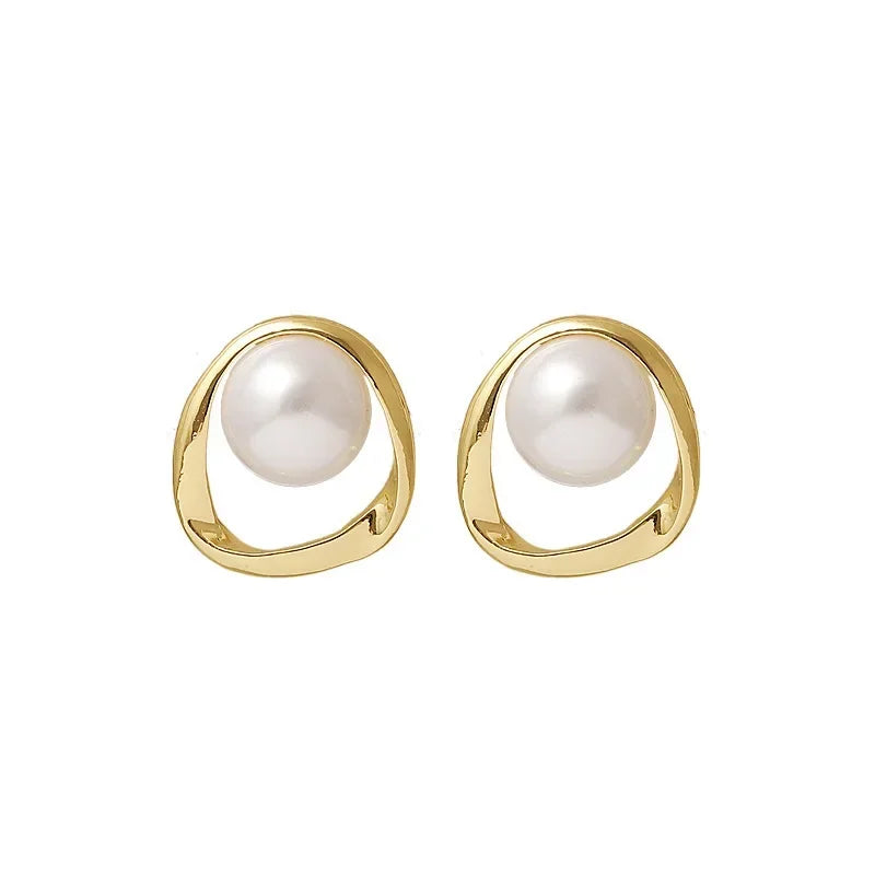 Pearl Round Stud Earrings