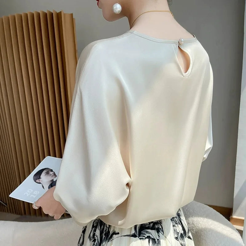 Silk O-Neck Blouse