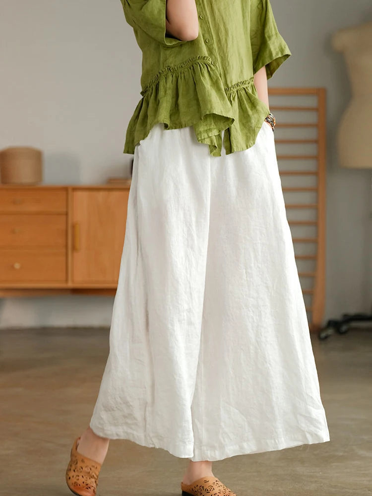 Cotton Linen Wide Leg Pants