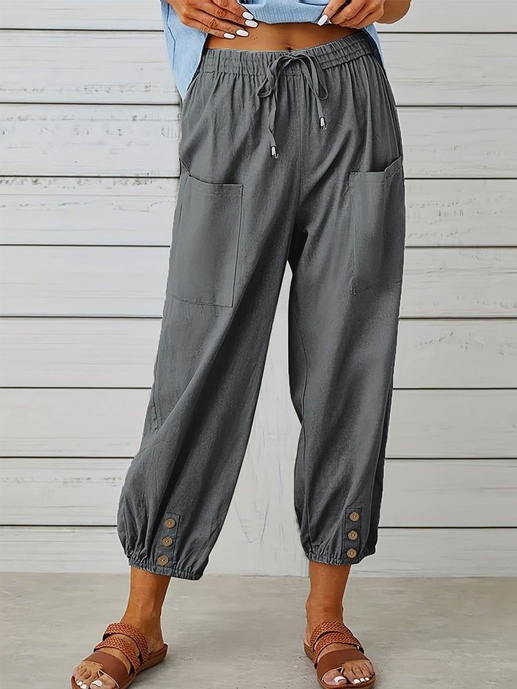 Buttoned Linen Trousers