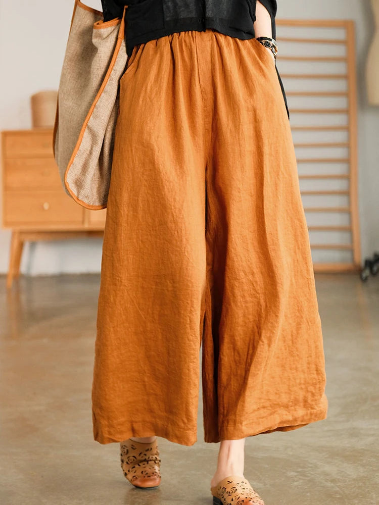 Cotton Linen Wide Leg Pants