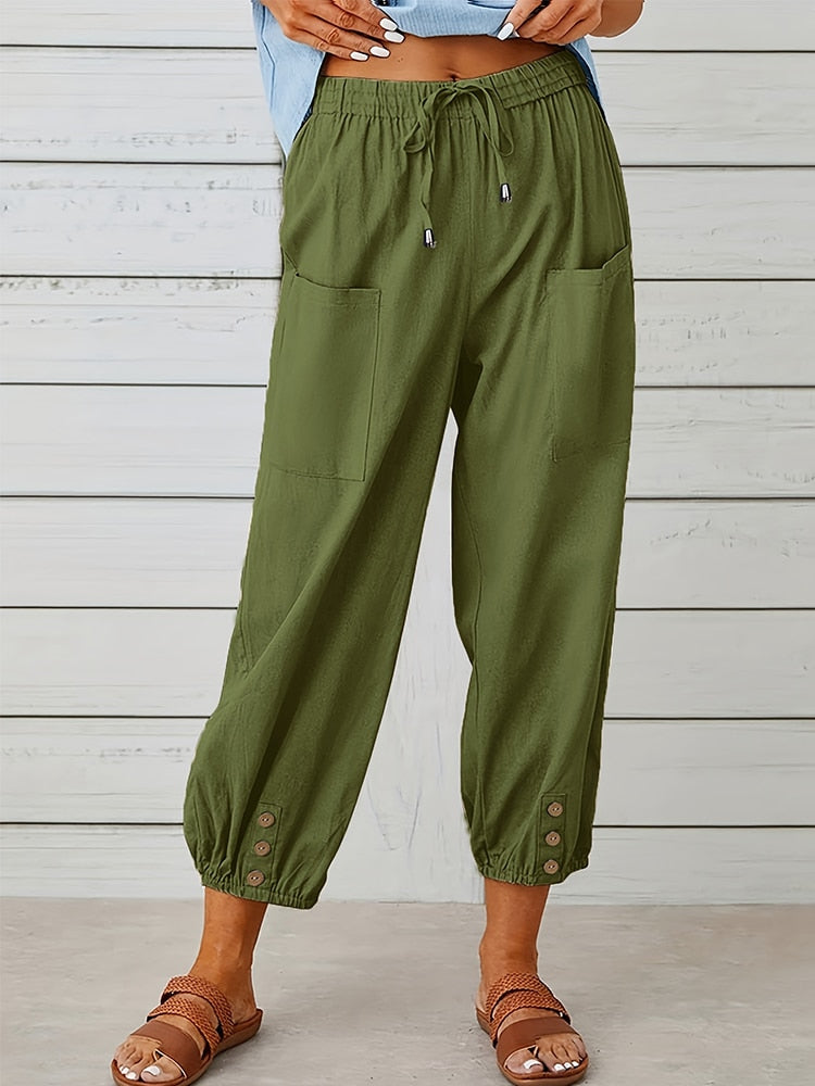 Buttoned Linen Trousers