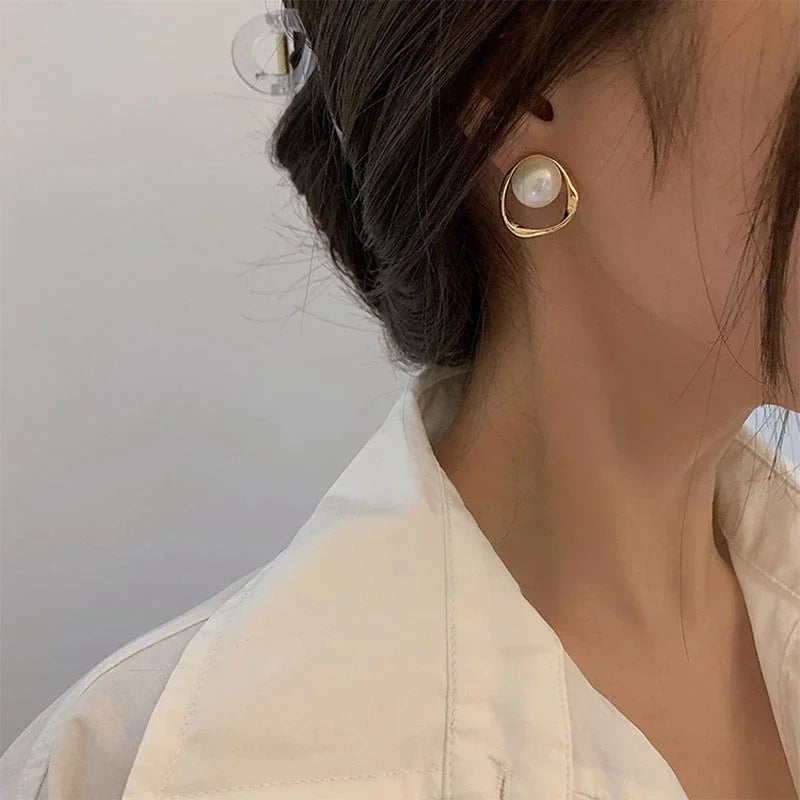 Pearl Round Stud Earrings