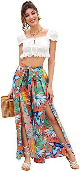 Wide Leg Pants Leopard Pattern
