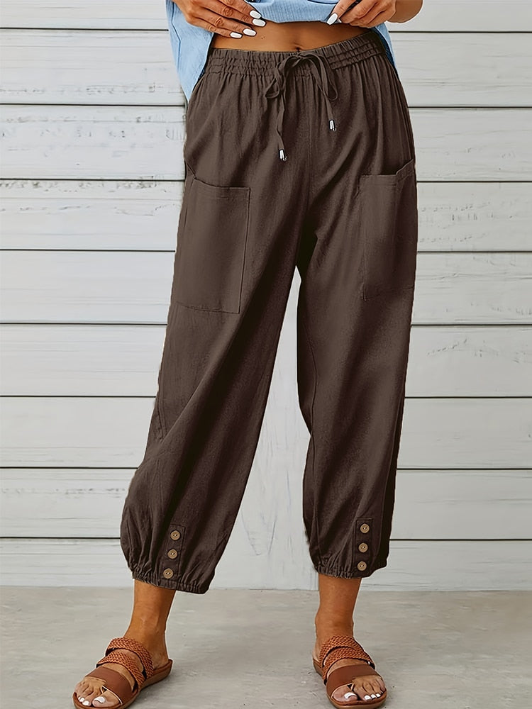 Buttoned Linen Trousers