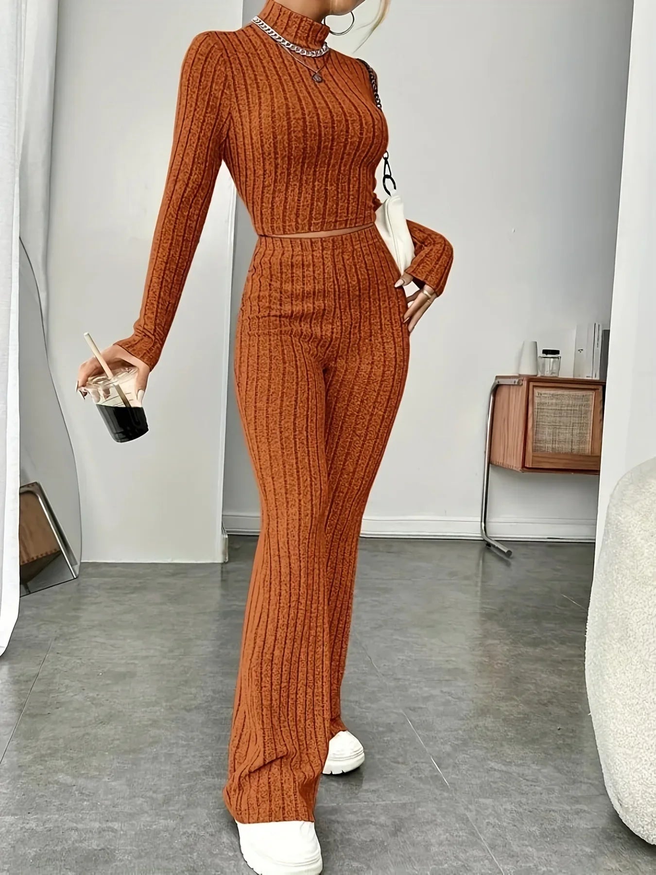 Knitted 2 Piece Sets Women Tracksuit