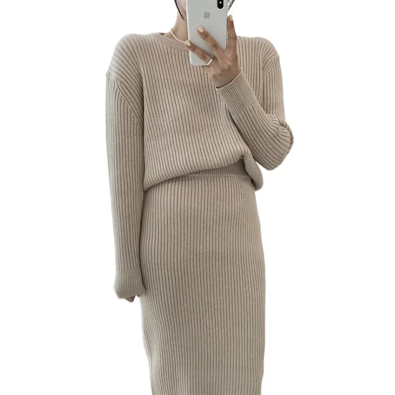 Long Sleeve Top and High Waist Skirt