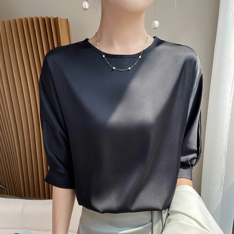 Silk O-Neck Blouse