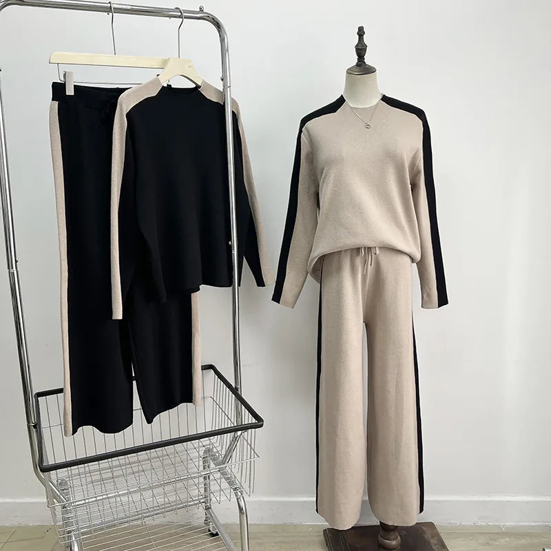Long Sleeve Knitted Suit Two Piece Set