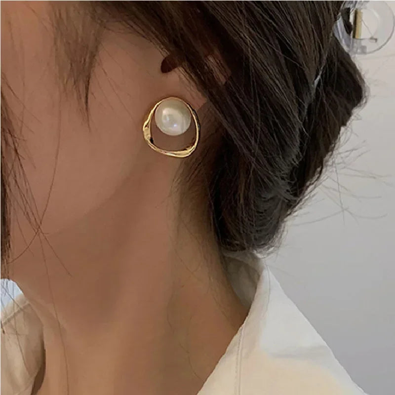 Pearl Round Stud Earrings