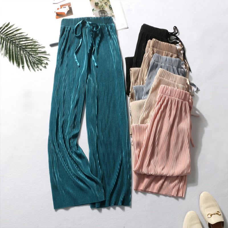 Pleated Ice Silk Trousers