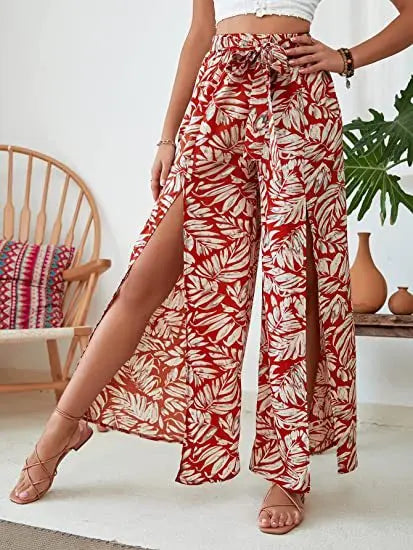 Wide Leg Pants Leopard Pattern