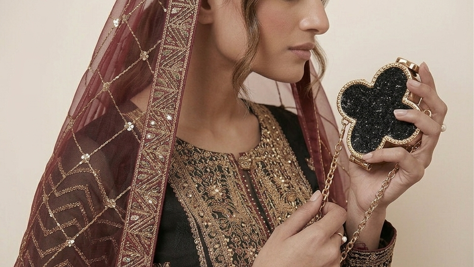 Zarmina Noir Ensemble Handcrafted Chiffon