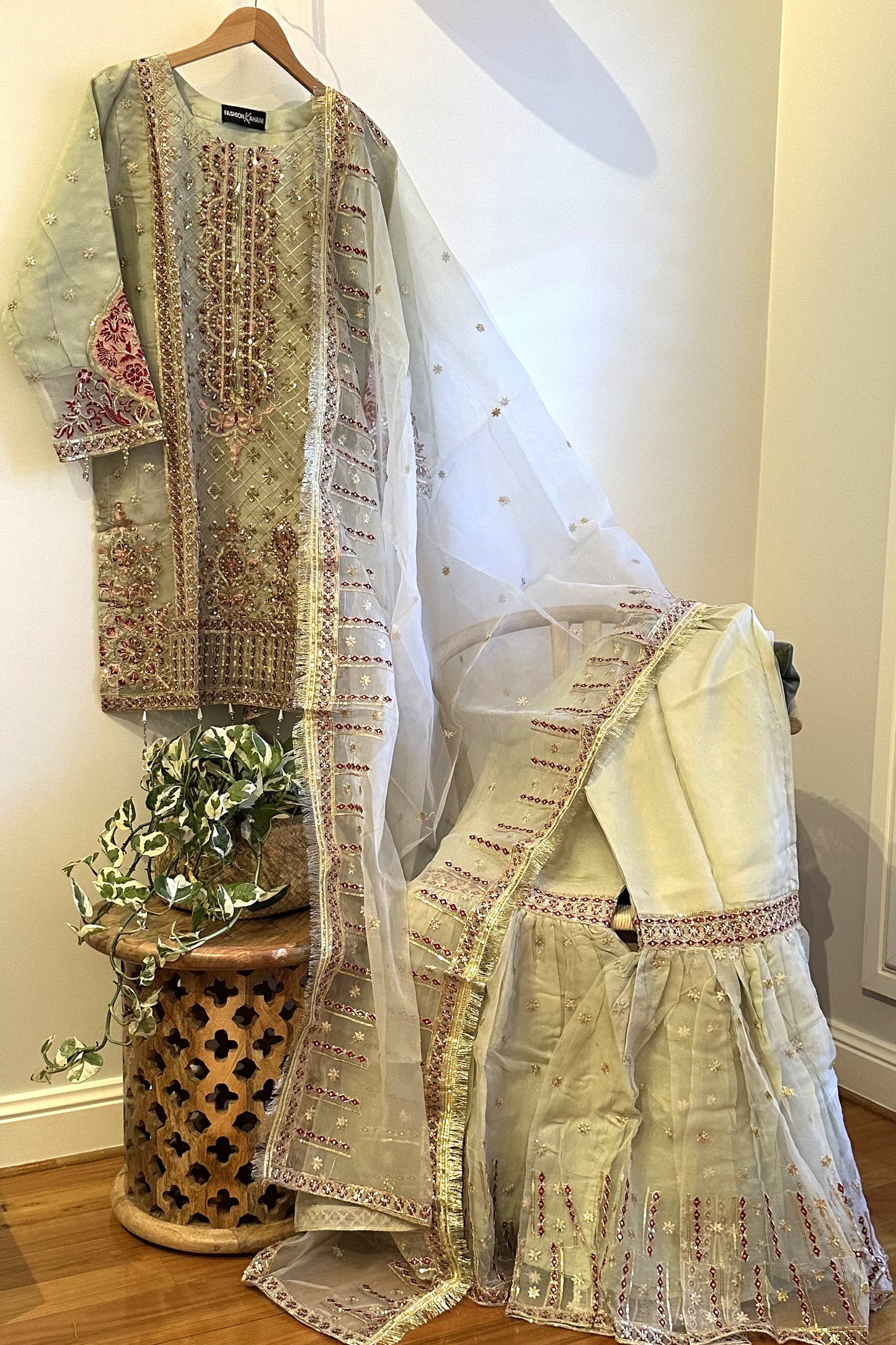 Ready Made Organza Gharara Dress