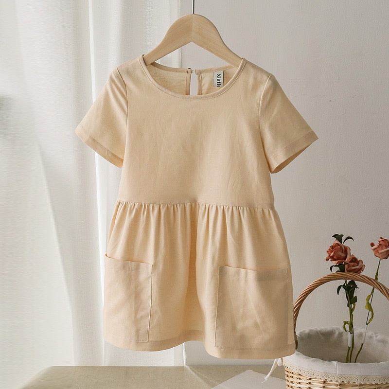 Casual Short Sleeve Kids Holiday Dress