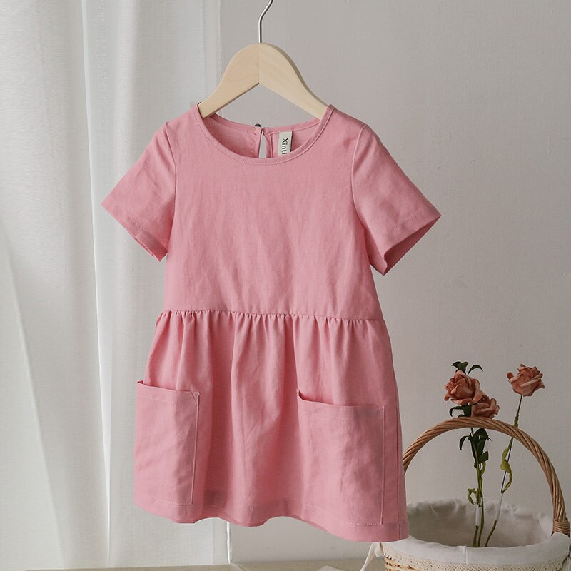 Casual Short Sleeve Kids Holiday Dress